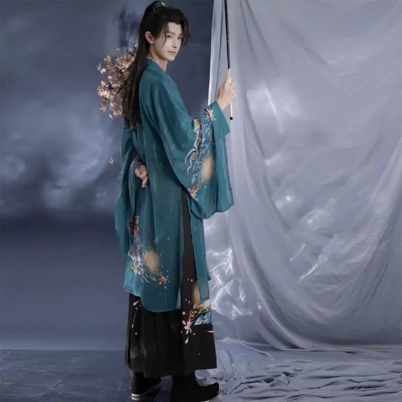 ชุดฮั่นฝูเป็นคู่แบบจีนดั้งเดิมชุดนักดาบฮั่นชุดฮานฟูชุดชุดจีนโบราณคอสเพลย์งานคาร์นิวัล