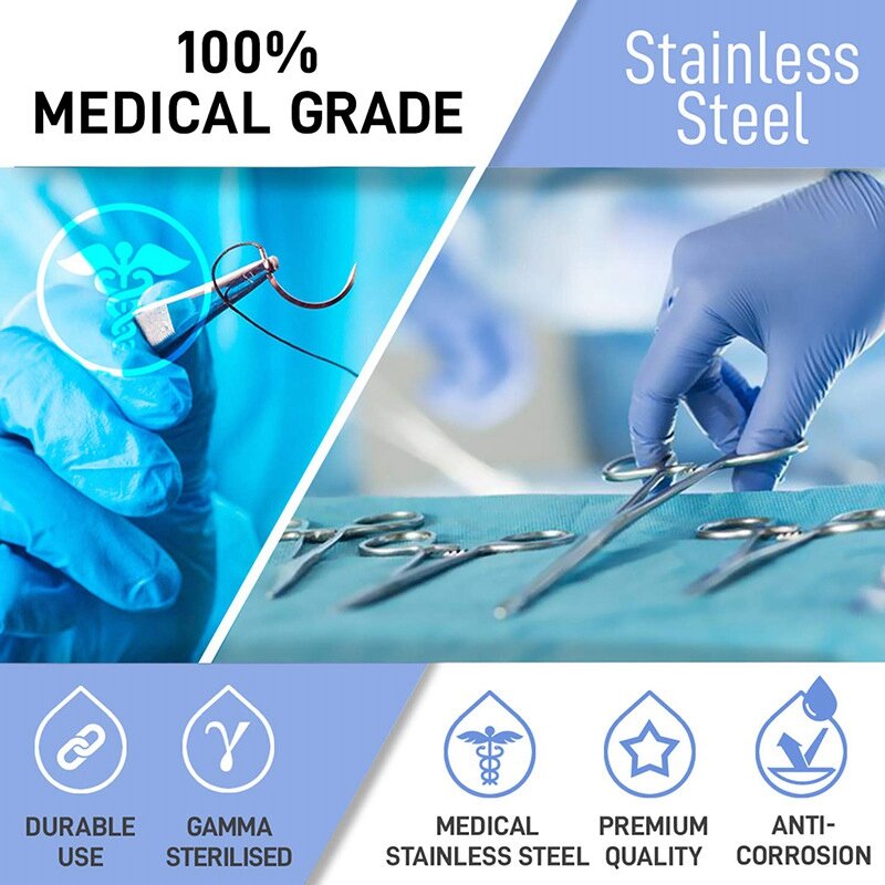 Kit di sutura, strumenti di addestramento in acciaio inossidabile con lame per bisturi per studenti di laboratorio di biologia e dissezione veterinaria