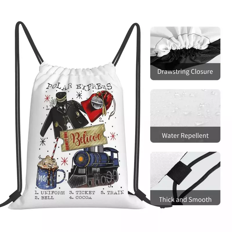 The Polar Express Backpack Casual Portable Drawstring Bags Drawstring Bundle Pocket Sundries Bag Book Bags For Man Woman Student
