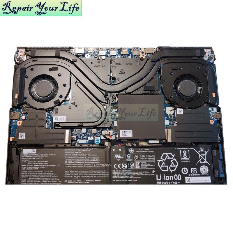 Ordinateur portable GPU CPU Refroidissement Gérfor Lenovo Legion 5 PRO-16ACH6H 16156 6 R9000P Y9000P 2021 Refroidisseur Ventilateur religions 5H40S20280 5H40S20277