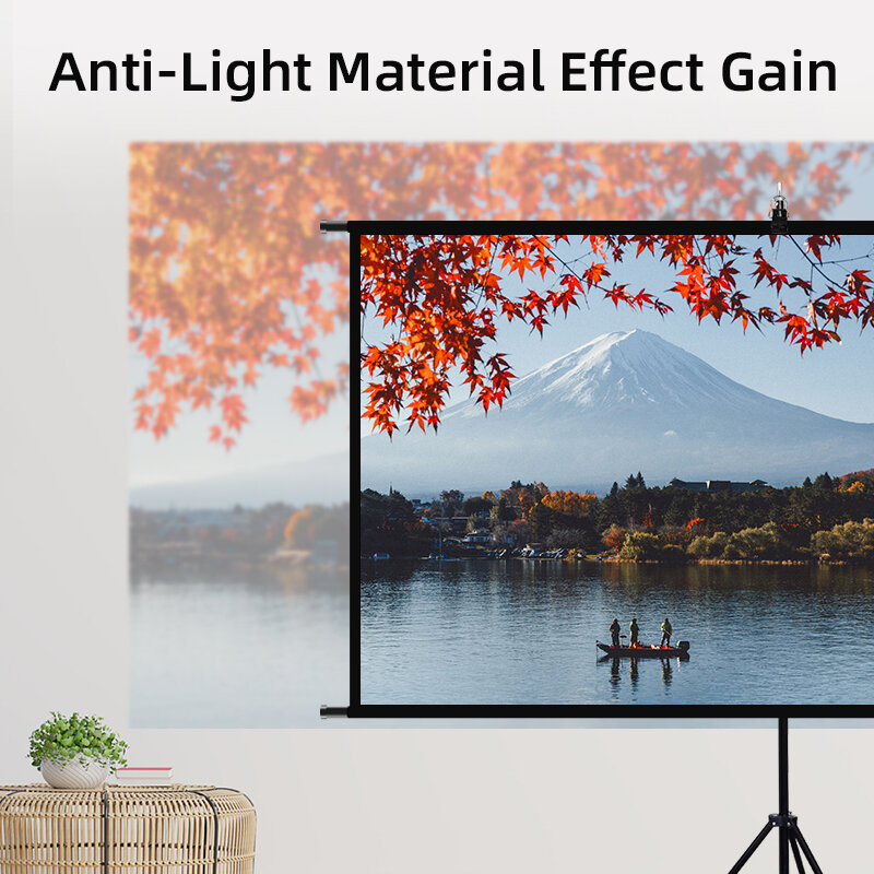 VEIDADZ-Pantalla de proyector con soporte para cine en casa, pantalla de proyección con soporte de Metal gris, antiluz, 60, 84, 100, 120 pulgadas