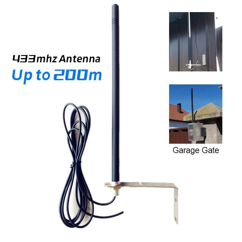 Garage door outdoor antenna signal enhancement 433mhz, 3-meter long cable