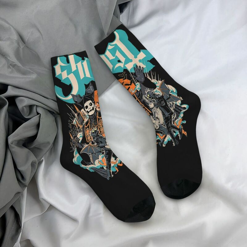 Ghost - Impera Maestro Merch Crew Socks Sweat Absorbing Skeleton Graphic Middle Tube Socks Cotton for Unisex Little Small Gifts