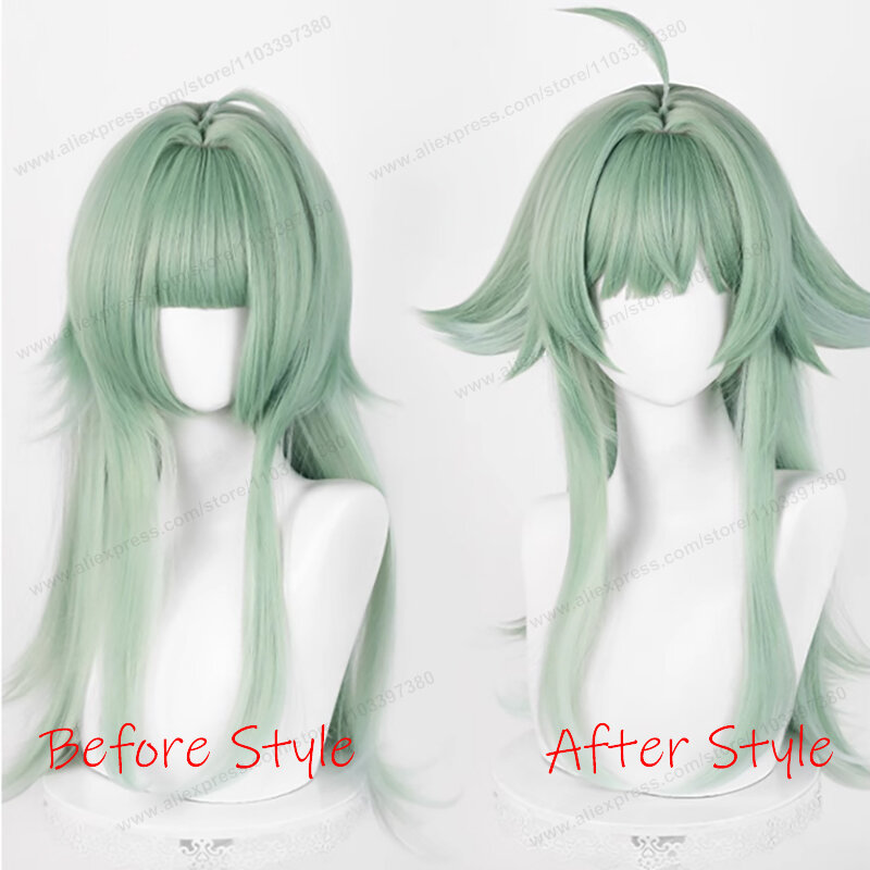 HuoHuo Cosplay Wig 66cm Long Green Gradient Hair Honkai: Star Rail  Anime Wigs Heat Resistant Synthetic Wigs