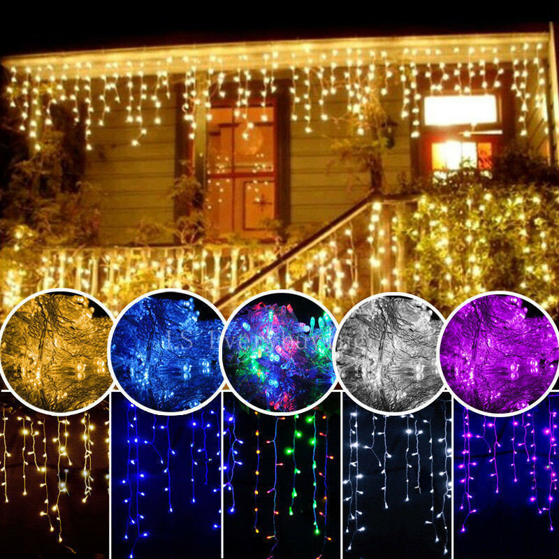 Luces navideñas de cascada para decoración al aire libre, cortina led con caída de 5M, 0,6 m-0,4, cadena de carámbanos, aleros de jardín, luces decorativas