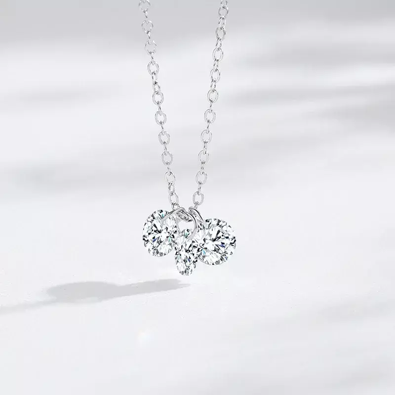 S925 prata espumante colar para meninas, elegante e versátil, simulação diamante, estilo europeu e americano
