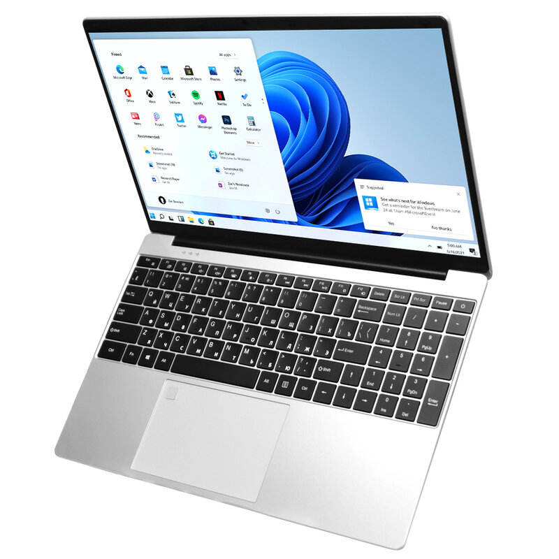 15.6 Inci 16GB Laptop 512GB SSD Windows 11 Notebook Intel Celeron N5095 Komputer Kantor Backlit dengan Sidik Jari Kamera WiFI BT
