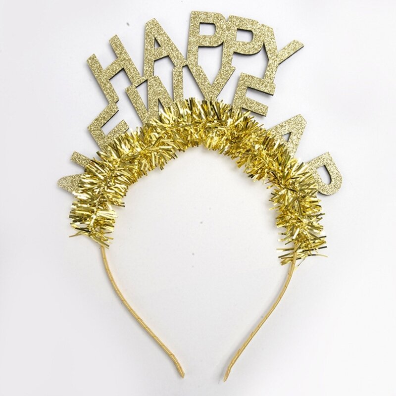 MXMB Creatively HAPPY NEW YEAR Hair Hoop Live Broadcast Hair Holder Christmas Party Costume Headwear for Children