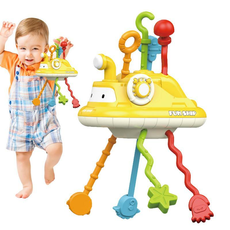 Juguete sensorial de actividad de cuerda de tracción, juguetes educativos de silicona, juguetes de viaje de aprendizaje preescolar