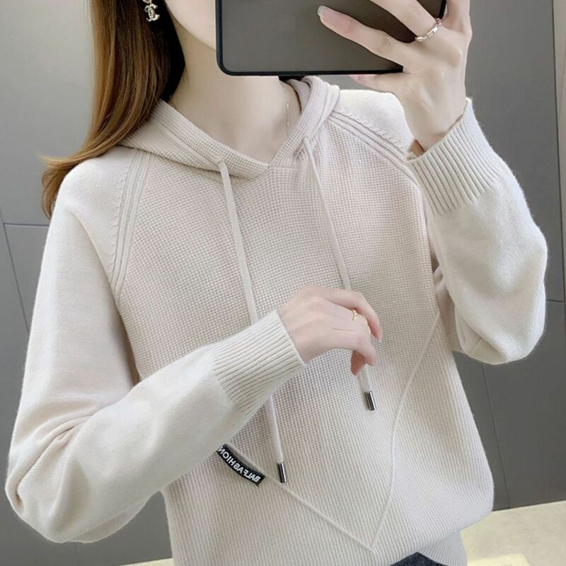 Autumn and Winter Women's Sweater Long Sleeve Hooded Pullover Korean Fashion Loose  Casual Knitted  X156