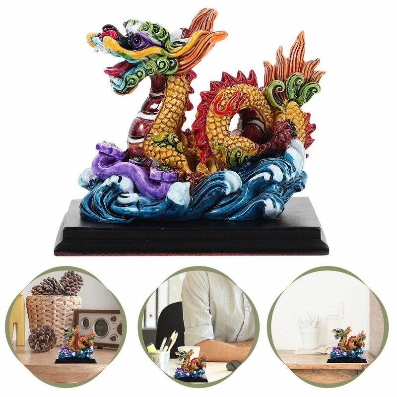 Статуэтка в китайском стиле с драконом, декоративный Настольный Декор для дома и дома, орнамент, статуэтка из смолы, подарок для путешествий