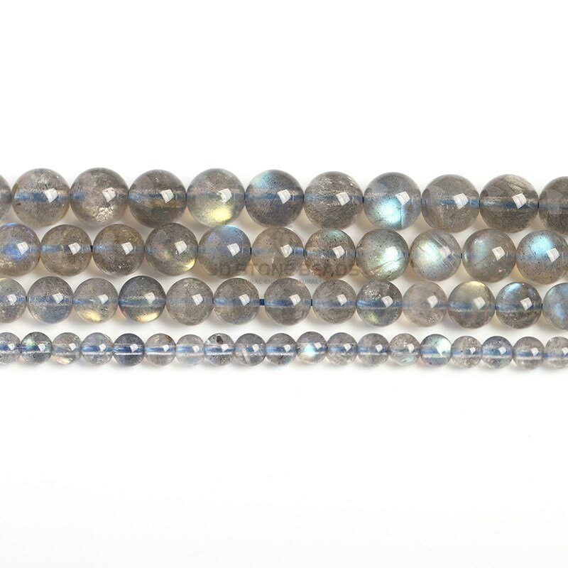 Véritable Nature bleu clair Labradorite larvicerf gris pierre de lune perles rondes pierre précieuse pour la fabrication de bijoux bricolage Bracelet accessoires