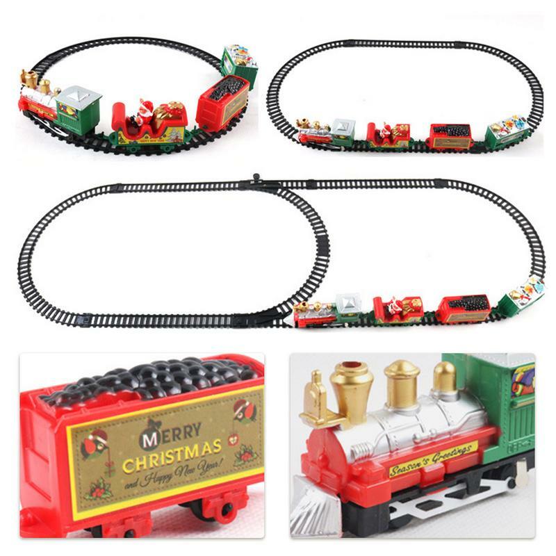 Juegos de trenes de Navidad, juguetes clásicos de Navidad con coches de carga, ensamblaje de bricolaje, juguetes educativos, juguetes de construcción de autos de riel divertido