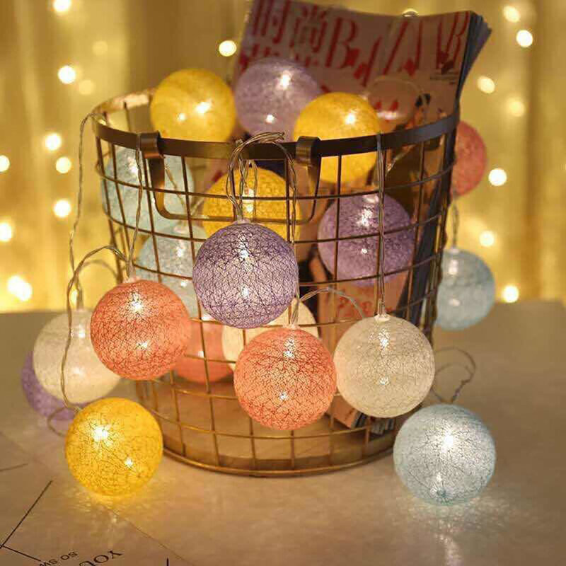 Guirnalda de luces Led de 3M para decoración del hogar, bola de algodón, iluminación de vacaciones, fiesta de cumpleaños, navidad
