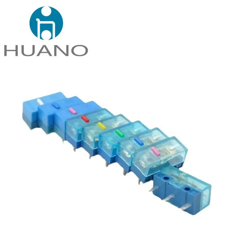 Huano-mouse micro interruptor, preto e azul, shell transparente, 10m, 30m, 60m, 80m, 100 m botão de manutenção, novo produto, 2pcs