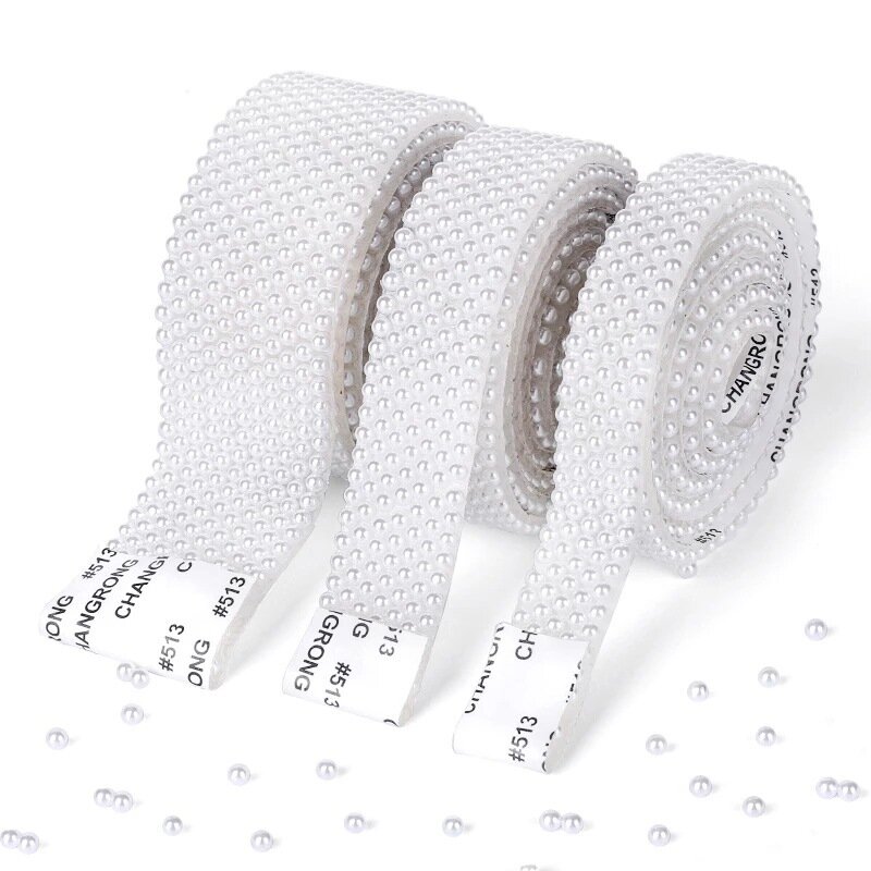 High Quality Half round pearl self-adhesive strip For Shoes Bags Fabric Garment Decoration Nail DiY Jewelry Accessories