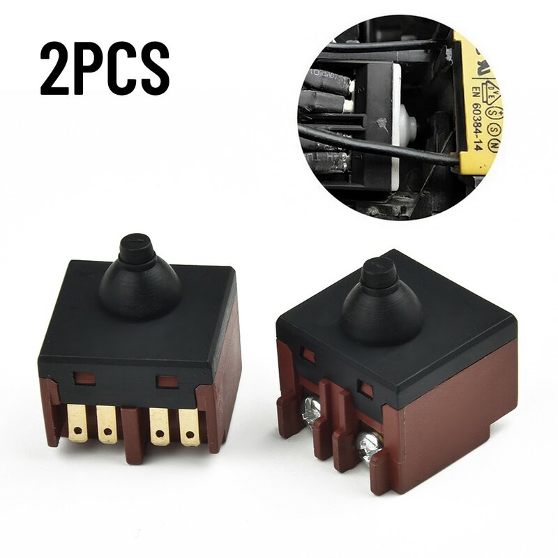 2pcs Black Angle Grinder Switch Replacement PushButton Switch For Angle Grinder 100 Polisher Accessory Power Tools 0.98x0.98"