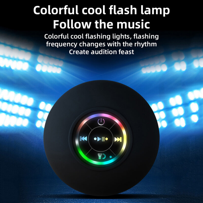 Portable Suction Cup Waterproof-Compatible Shower Speaker LED Light Surround Stereo Subwoofer Wireless 5.0 Speaker