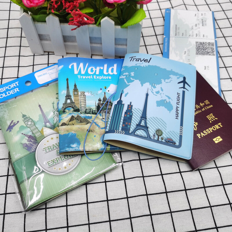 World Trip pejzaż etui na paszport ze skóry Pu okładka na paszport mężczyzn kobiet paszport podróże etui na uchwyt uchwyty na karta bankowa portfela