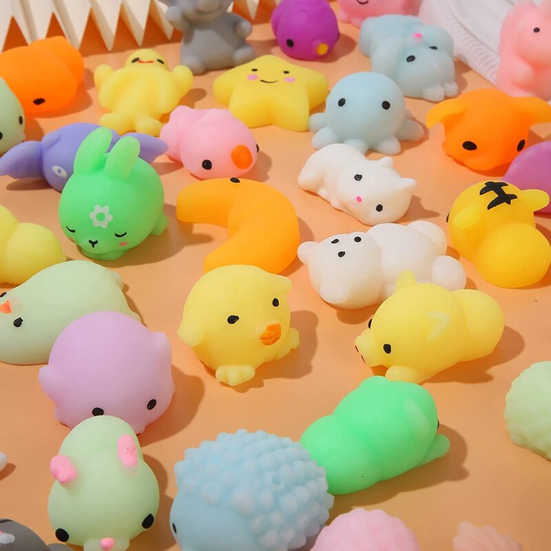 100Pcs Mochi Squishy Toy Kawaii Mini Animals Squishies Stress Relief Toys for Kids Boys Girls Birthday Gifts Party Favors Prizes