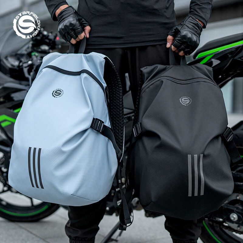 SFK حقيبة ظهر خضراء متعددة الوظائف للركوب ، خارجية ، سفر ، دراجة نارية ، حقيبة خوذة عالية السعة ، مقاومة للماء ، شعار انعكاس ليلي