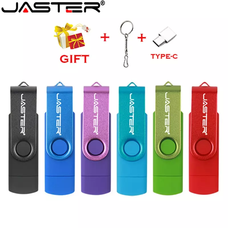 JASTER – clé USB 2.0 OTG avec Logo personnalisé, support à mémoire de 32GB 64GB, lecteur Flash haute vitesse pour smartphone/ordinateur portable, type-c