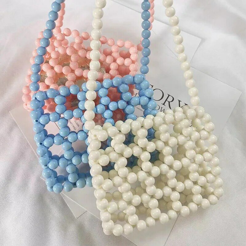 Hand-beaded Colorful Acrylic Clear Purses Handbags Retro Hollow One-shoulder Women Bag Designer Cute Small Clear Bags for Women