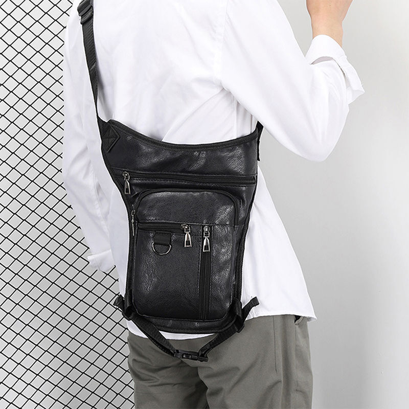 Модная мужская многофункциональная сумка из ПУ кожи на ногу, мужская спортивная сумка, портативная поясная сумка, сумка через плечо, забавная нагрудная сумка