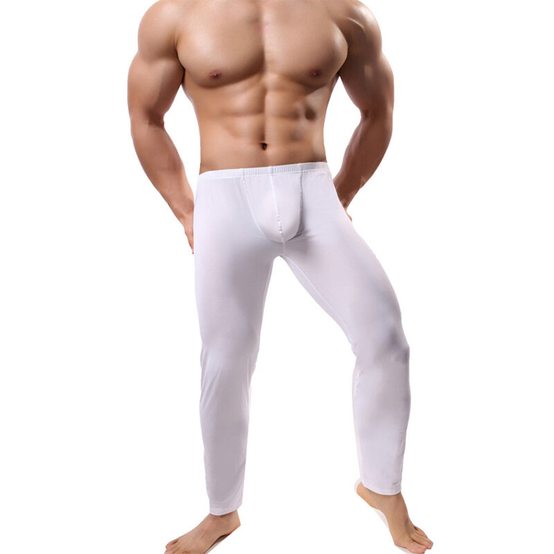 กางเกงเลกกิ้งผ้าไอซ์ซิลค์บางสำหรับผู้ชายกางเกงใส่นอน celana Panjang legging กระเป๋ากางเกงขายาวชุดชั้นในชุดนอนใส่อยู่บ้าน A50