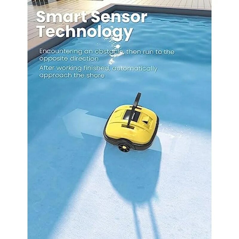 Aspirador de piscina automático robótico sem fio, sucção poderosa, IPX8 impermeável, motor duplo, filtro fino de 180 μm para cima