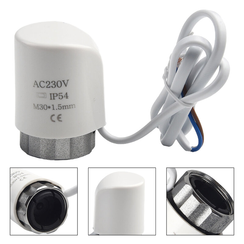1PCS AC230V Electric Thermal Actuator Valve Compatible With Programmable Controller Easy Control Adjustable White M30x1.5mm