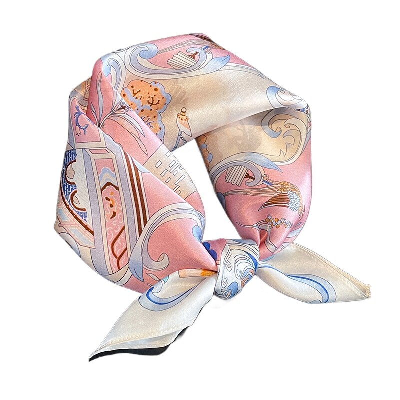 2024 роскошный дизайн 100% натуральный шелк шарф 53 см квадратная бандана женский Шелковый маленький шарф шейный платок шарфы с принтом
