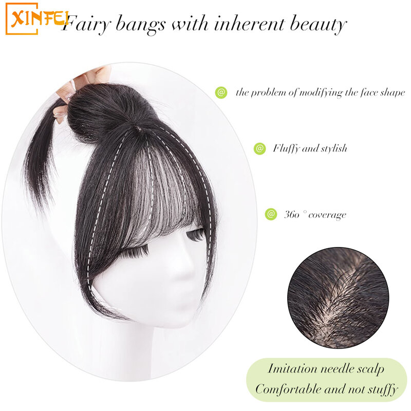 Syntetyczna grzywka peruka do otwierania włosów dla kobiet naturalne pokrycie czoła białe włosy 3D francuskie światło i cienka sztuczna grzywka