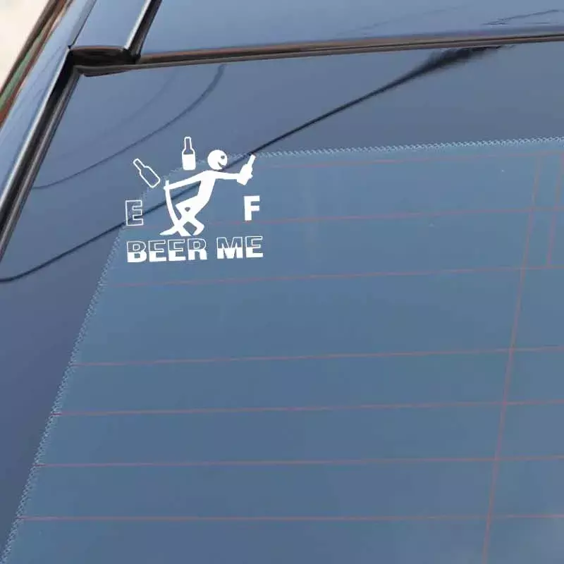 OFK BEER ME Funny Car Sticker sicurezza decalcomania del vinile carburante nero/argento 13.4CM * 12CM