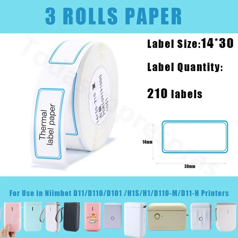 Niimbot-3 rollos de papel térmico para impresora H1, H1S, D110, D101, D11, cinta adhesiva para niños, regalo de Festival