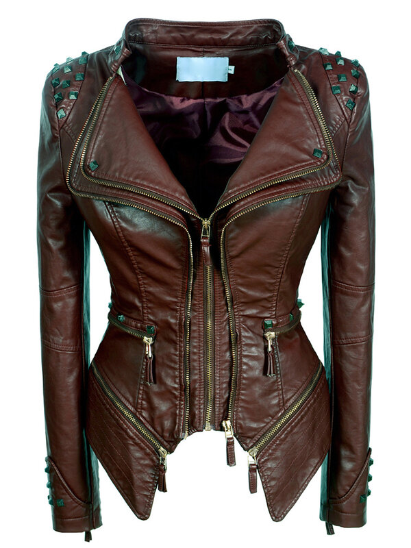 여성용 스네이크 프린트 인조 가죽 PU 재킷, 레드 코트, 2023 가을 겨울 오토바이 재킷, 레이디 바이커 아우터