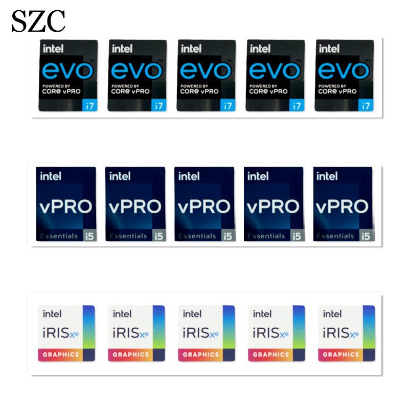 Etiqueta adhesiva de alta calidad para ordenador portátil, Intel Core i5, i7, vpro, EVO, iRIS, XE, 5 piezas