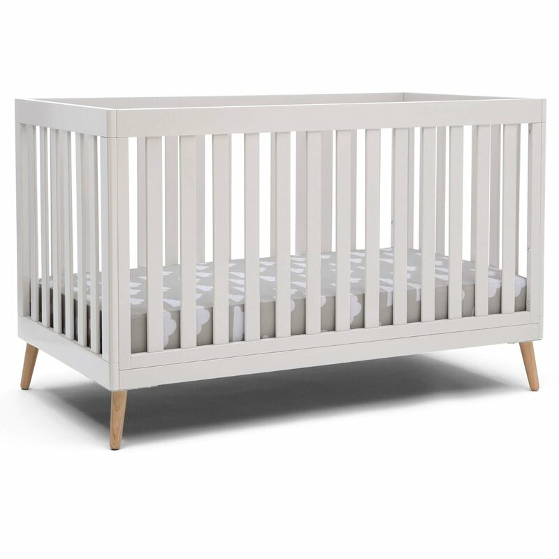 델타 어린이 에섹스 컨버터블 아기 침대, 비앙카 화이트, 내추럴 레그, 다양한 색상 선택 가능, 4 인 1