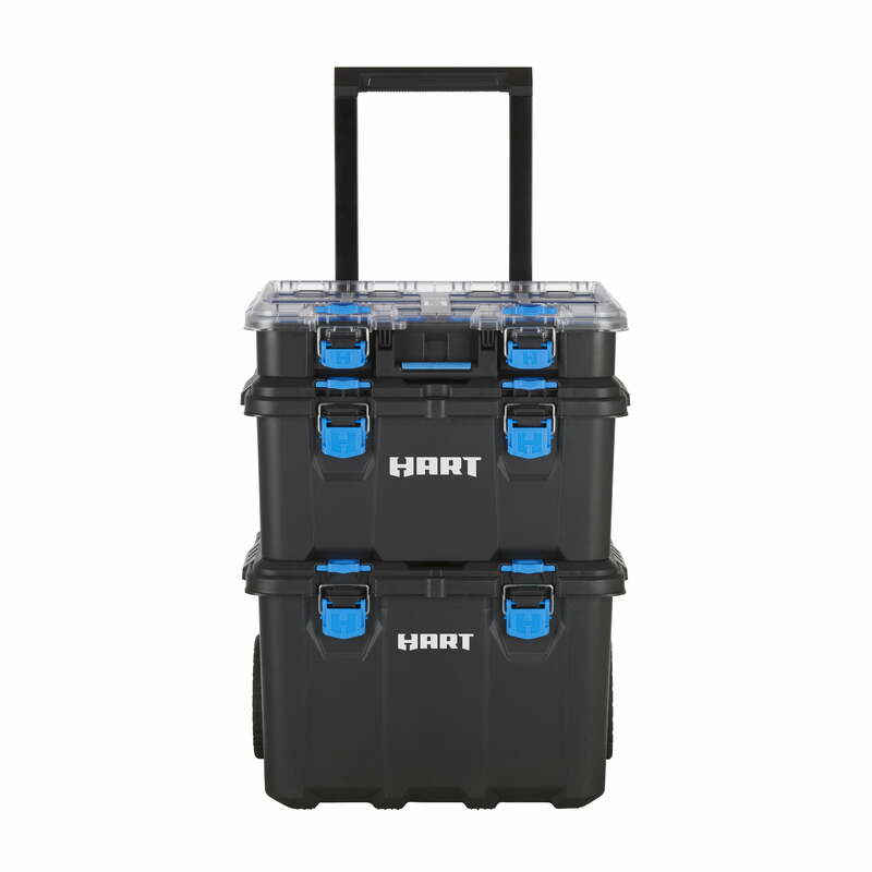 HART Stack System Mobile Toolbox for Storage and Organization 3 Piece Resin Plastic Modular Toolbox System