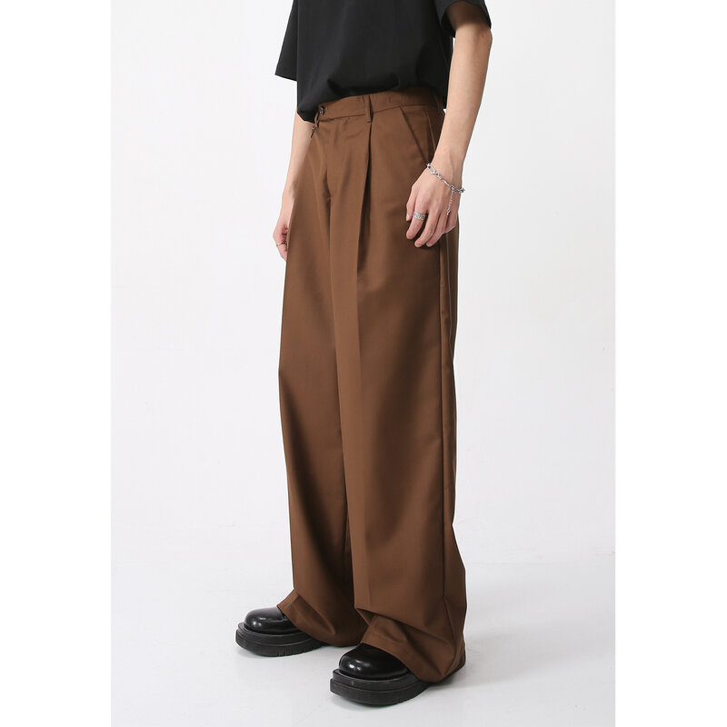 Брюки мужские свободного покроя, повседневные мешковатые прямые модные простые однотонные штаны, одежда в Корейском стиле, весна-лето