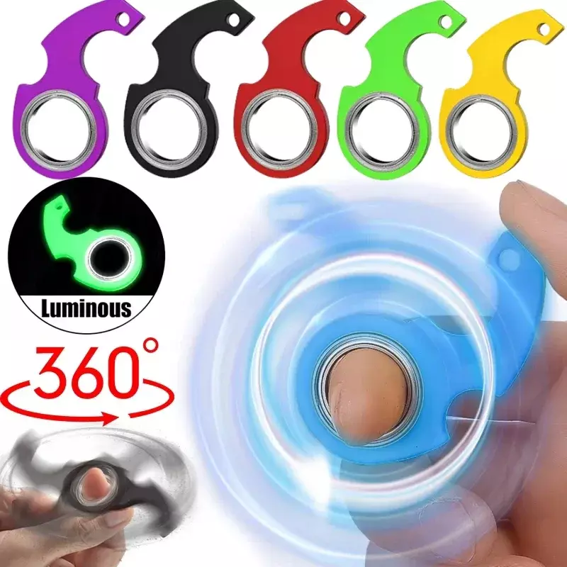 Spinner Stress Toy Metal idget Toy Kid Fingertip Spinning Keyring Finger Fidget Ring Keyring Relieve Boredom Party Gift Keychain