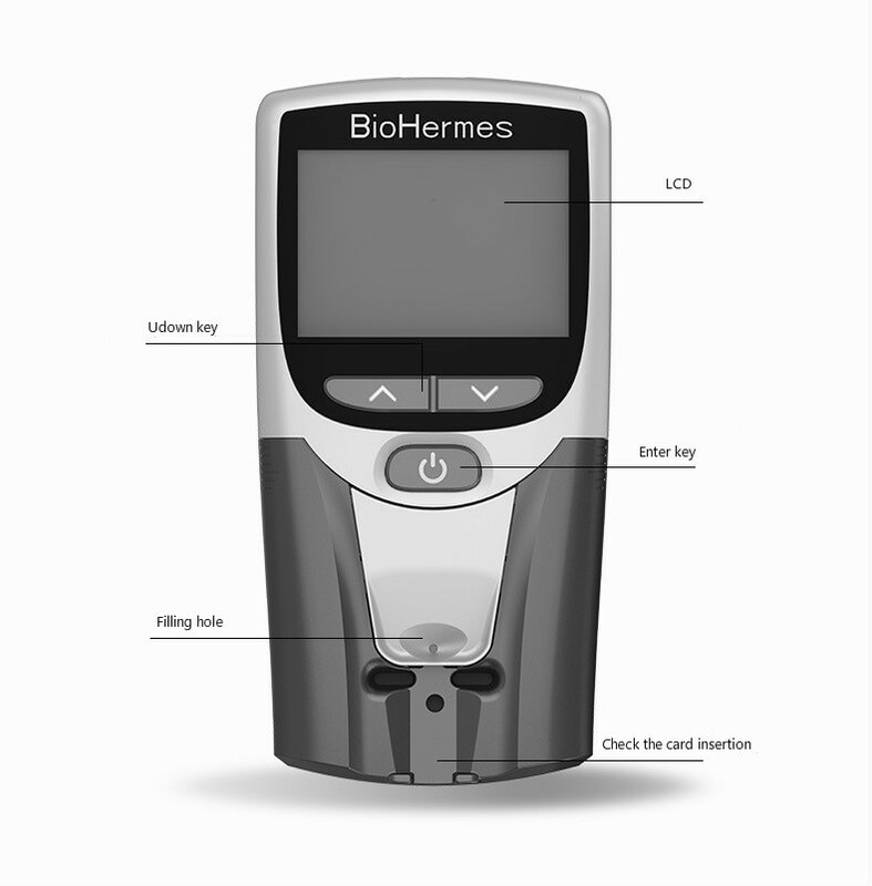 BIOHERMES Quick Pocket Portable Handle HbA1C Analyzer Blood Type Equipment Glucose 25/50pcs Strip Sugar EXP:2024.03