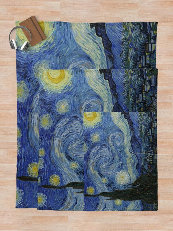 Gwiaździstej nocy Vincenta van Gogha rzucają koc miękki koc koc na sofę