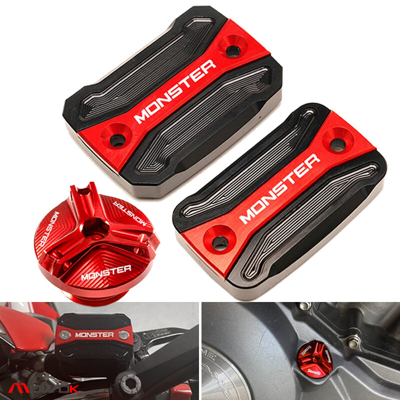 For Ducati Monster 821 796 795 696 695 Motorcycle Accessories Front Clutch Brake Fluid Reservoir Cap oil filler Cover MONSTER
