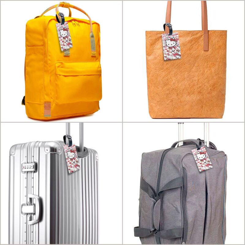 Etiqueta de equipaje personalizada Hello Kitty Sanrio, etiquetas de equipaje de Protección de Privacidad, etiquetas de maleta de viaje