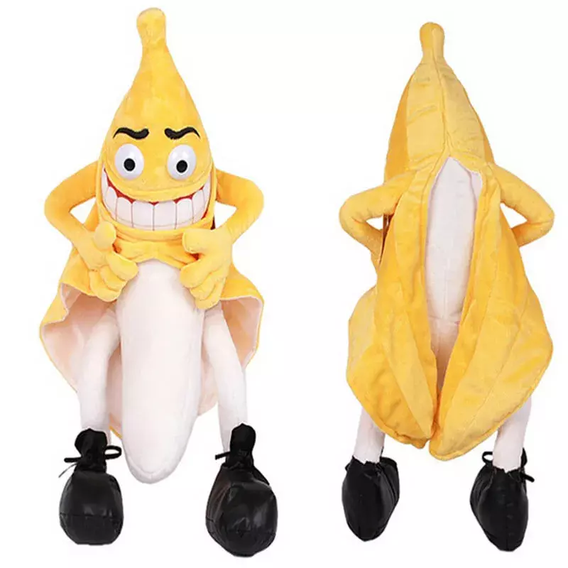 재미있는 노벨티 악마 바나나 남자 인형 봉제 장난감, 귀여운 부드러운 과일 바나나 인형 모델, 웨딩 발렌타인 데이 어린이 선물, 40cm 및 80cm