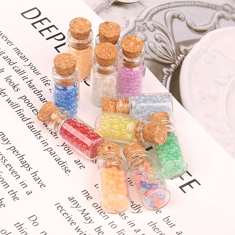 2Pcs Mini Luminous Bead Wishing Bottle Home Decoration Dollhouse Miniature Ornaments DIY Accessories
