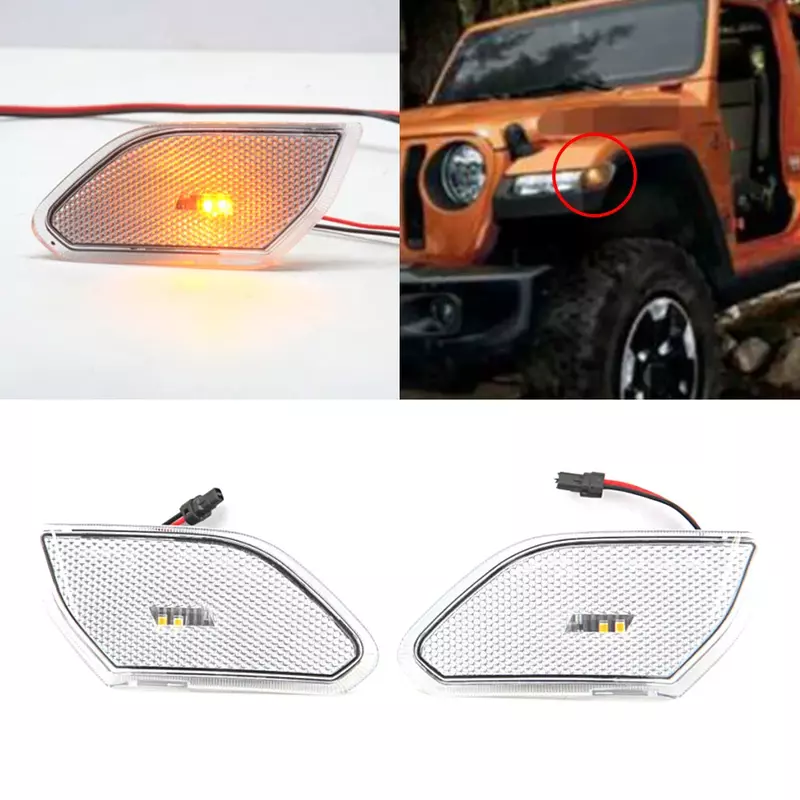 Untuk Jeep wrangler JL 2018 2019 2020 asap cangkang/cangkang bening mobil depan penanda sisi lampu LED Amber