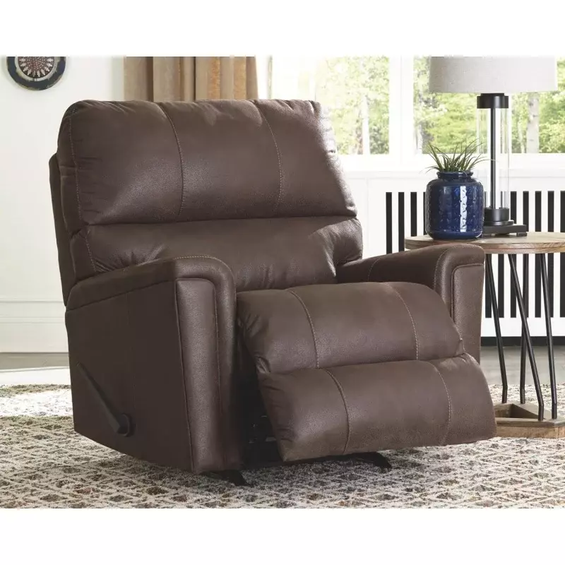 Дизайнерское современное кресло-качалка Ashley Navi из искусственной кожи с ручным управлением, коричневого цвета
