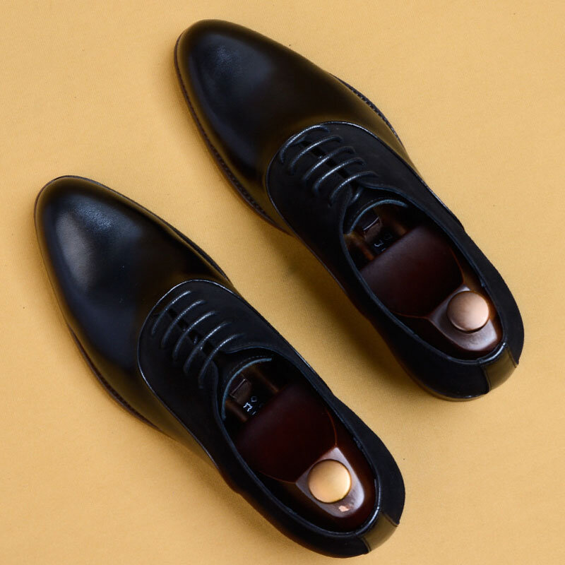 Sepatu pria kulit asli Oxford, sepatu pria Formal, sepatu bisnis, sepatu pernikahan, baju renda, sepatu klasik, hitam cokelat, sepatu kulit asli Oxford untuk pria